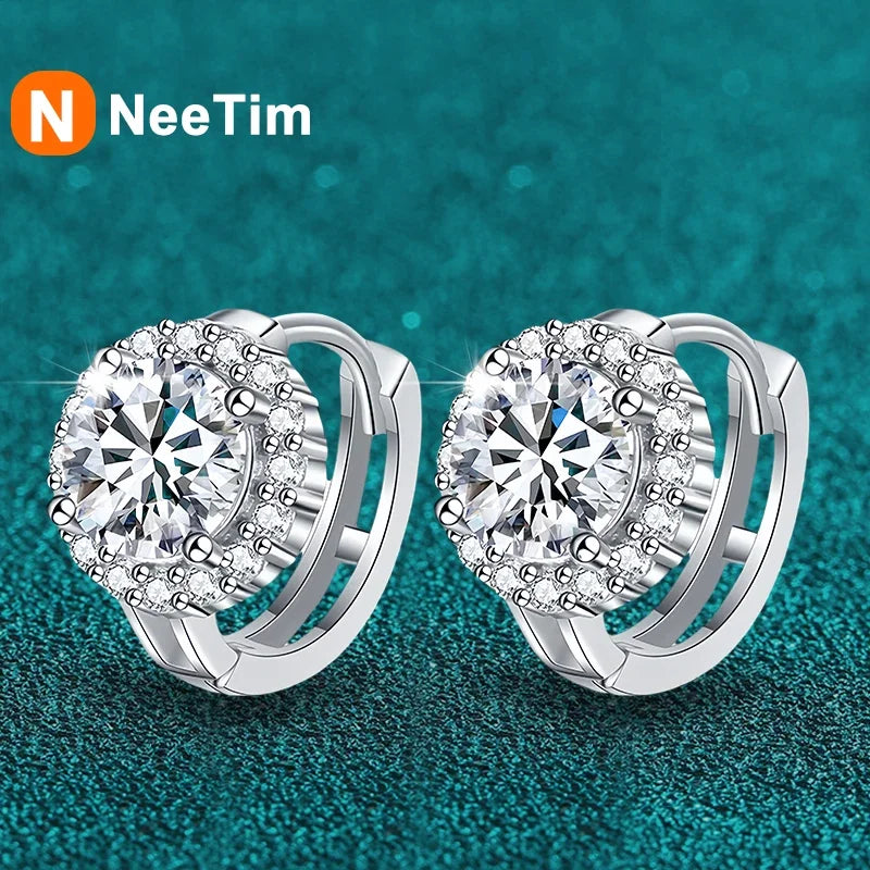 Vixonna Women's Moissanite Stud Earrings 925 Silver D Color VVS1