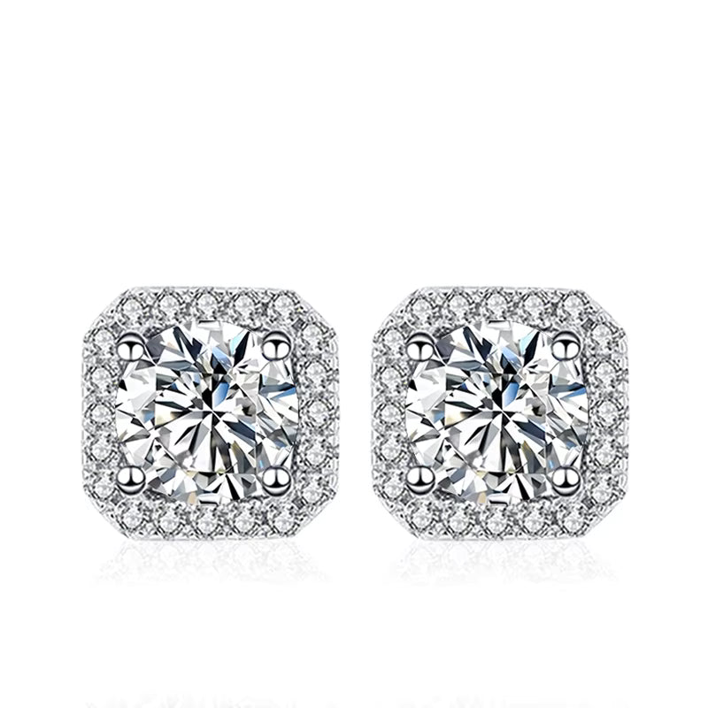 Vixonna Women's Moissanite Stud Earrings 925 Silver D Color VVS1