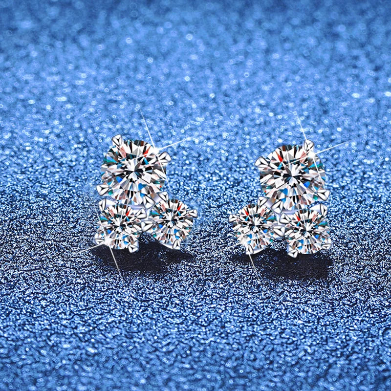 Vixonna Women's Moissanite Stud Earrings 925 Silver D Color VVS1