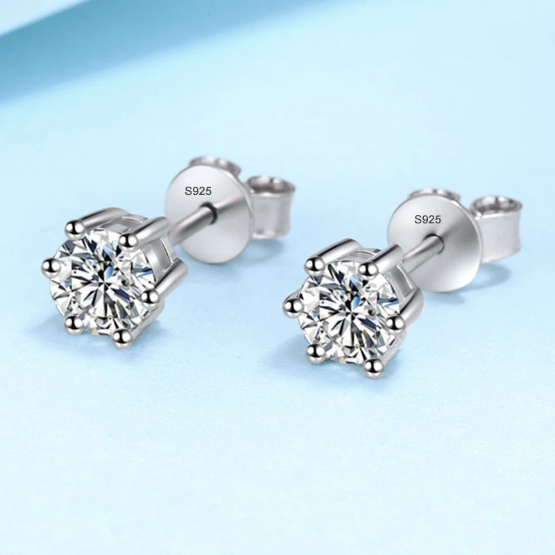 Vixonna Women's Moissanite Stud Earrings 925 Silver D Color VVS1
