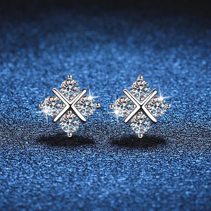 Vixonna Women's Moissanite Stud Earrings 925 Silver D Color VVS1