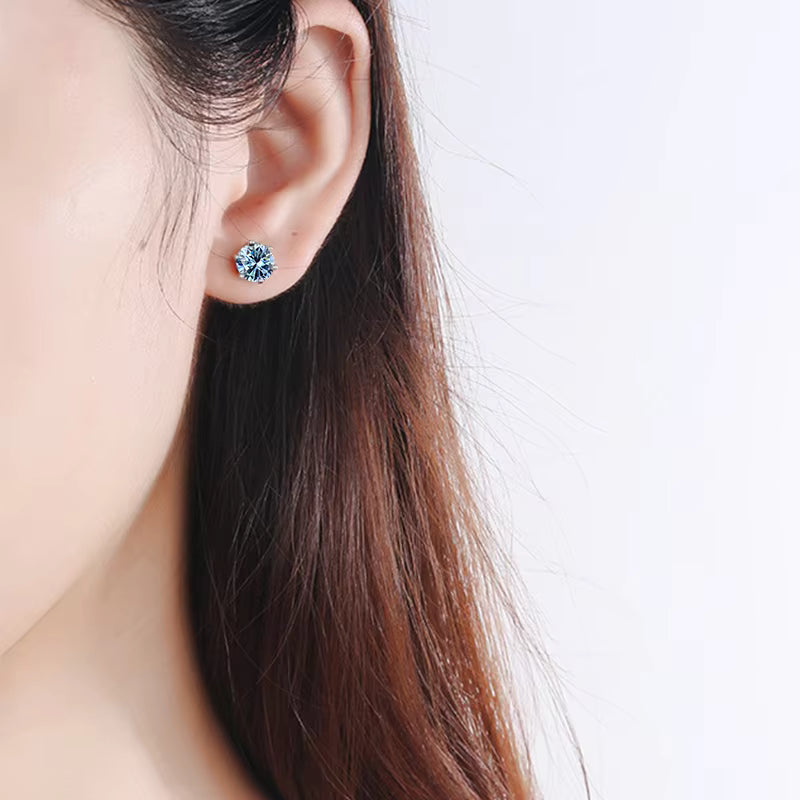 Vixonna Women's Moissanite Stud Earrings 925 Silver D Color VVS1