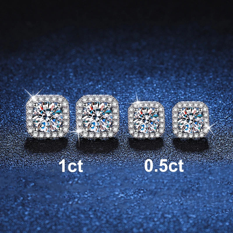 Vixonna Women's Moissanite Stud Earrings 925 Silver D Color VVS1