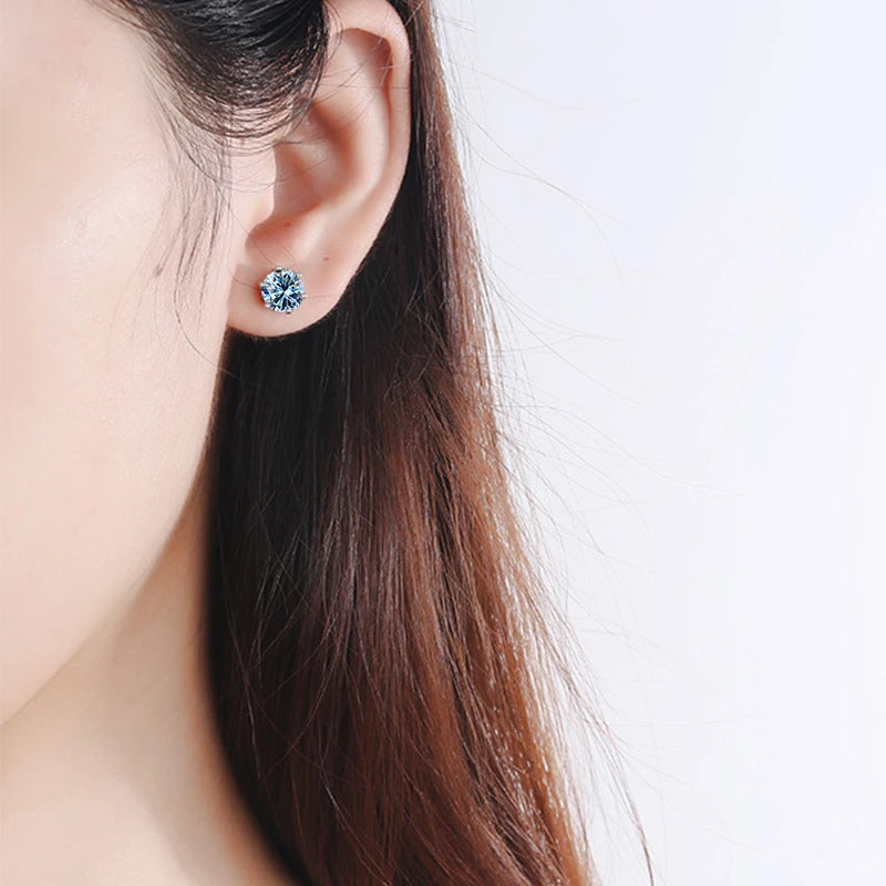 Vixonna Women's Moissanite Stud Earrings 925 Silver D Color VVS1