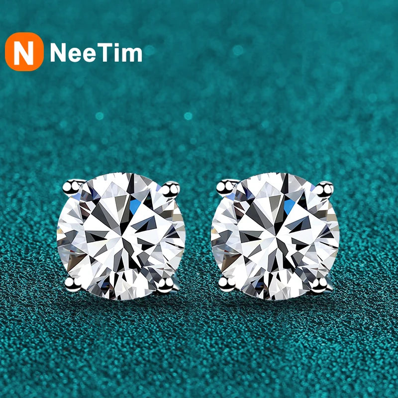 Vixonna Women's Moissanite Stud Earrings 925 Silver D Color VVS1