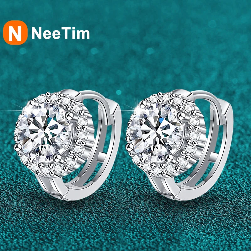 Vixonna Women's Moissanite Stud Earrings 925 Silver D Color VVS1