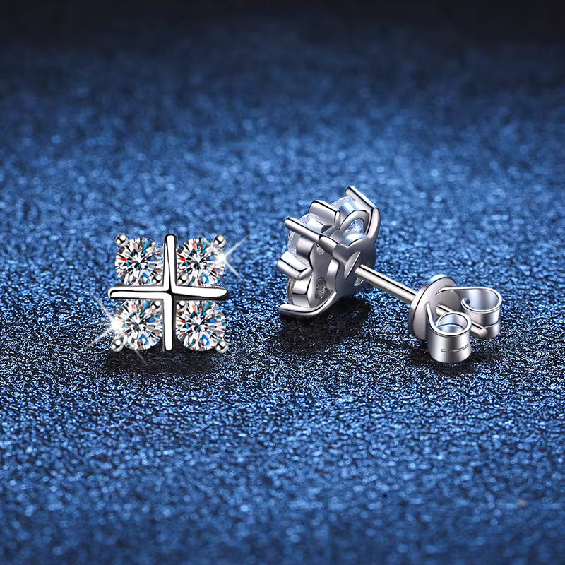 Vixonna Women's Moissanite Stud Earrings 925 Silver D Color VVS1