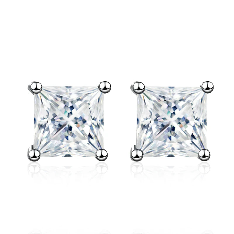 Vixonna Women's Moissanite Stud Earrings 925 Silver D Color VVS1 Princess