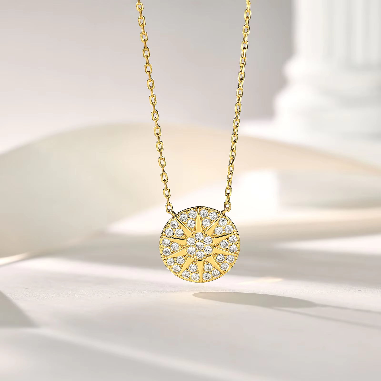 Vixonna Women's Moissanite Sunburst Pendant Necklace 925 Silver D Color VVS1