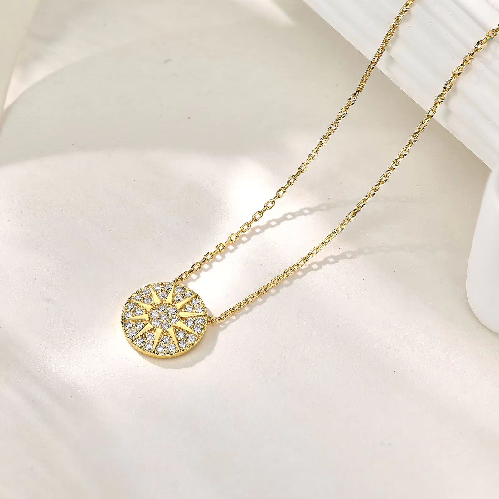 Vixonna Women's Moissanite Sunburst Pendant Necklace 925 Silver D Color VVS1