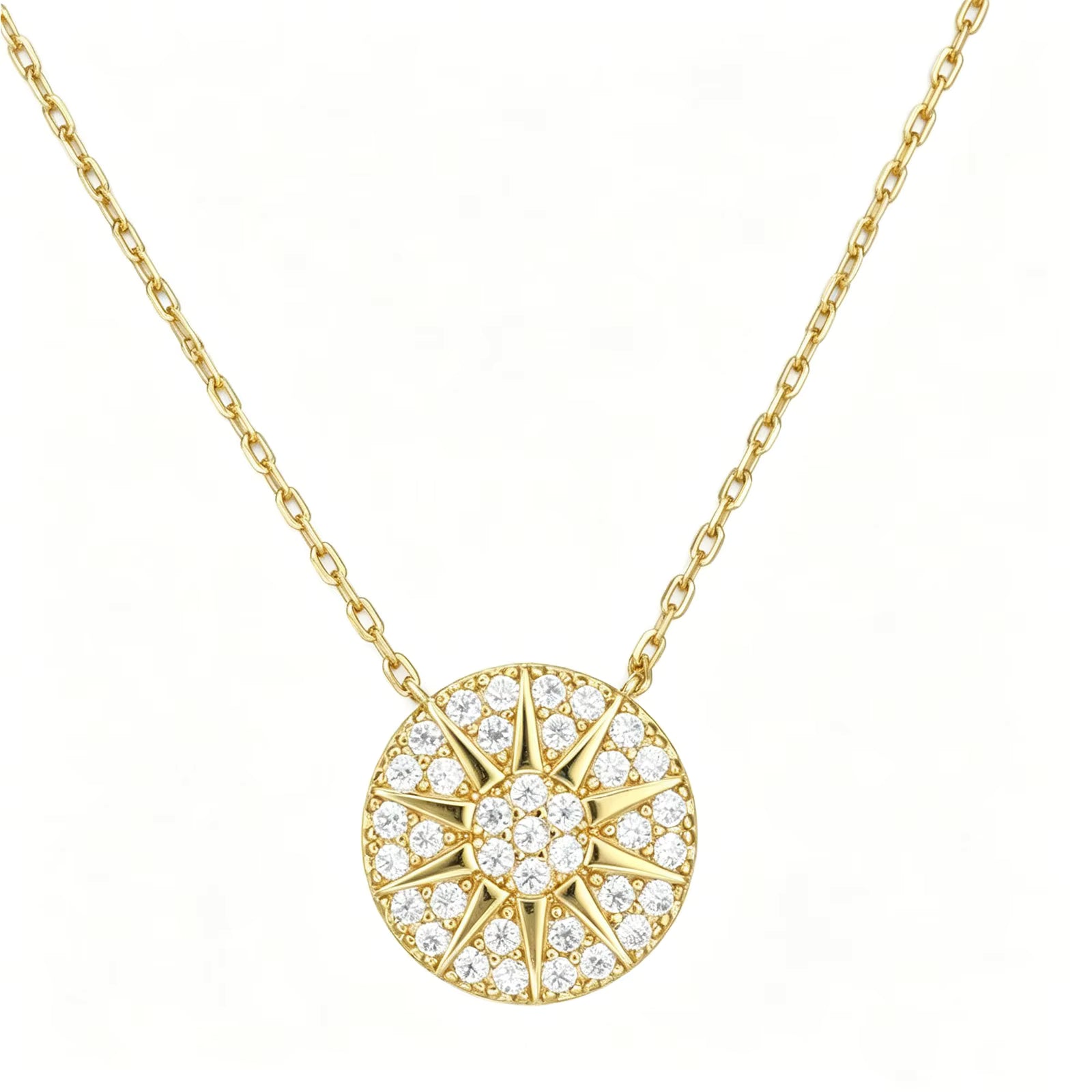 Vixonna Women's Moissanite Sunburst Pendant Necklace 925 Silver D Color VVS1