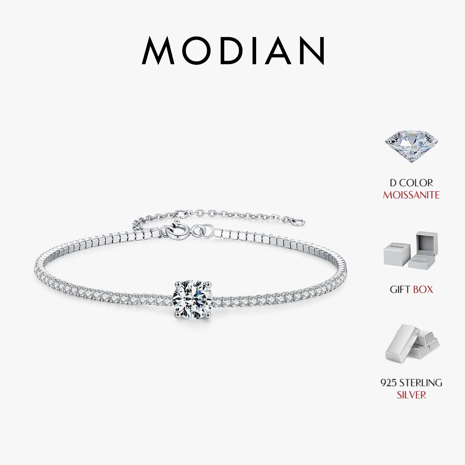 Vixonna Women's Moissanite Tennis Bracelet 1ct 925 Silver D Color VVS1