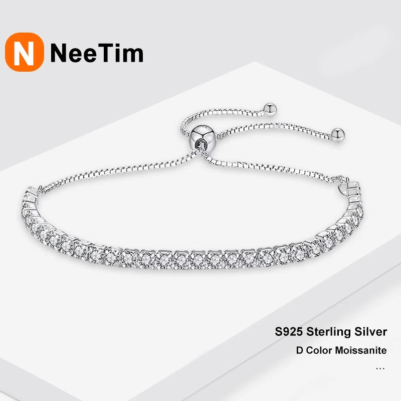 Vixonna Women's Moissanite Tennis Bracelet 925 Silver D Color VVS1 3mm