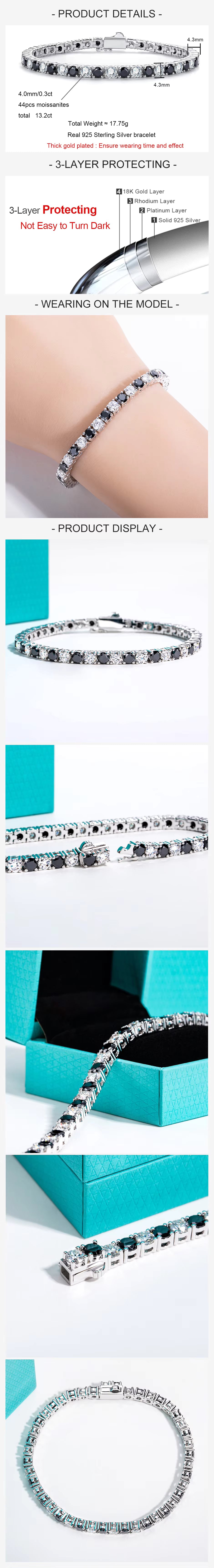 Vixonna Women's Moissanite Tennis Bracelet 925 Silver D Color VVS1