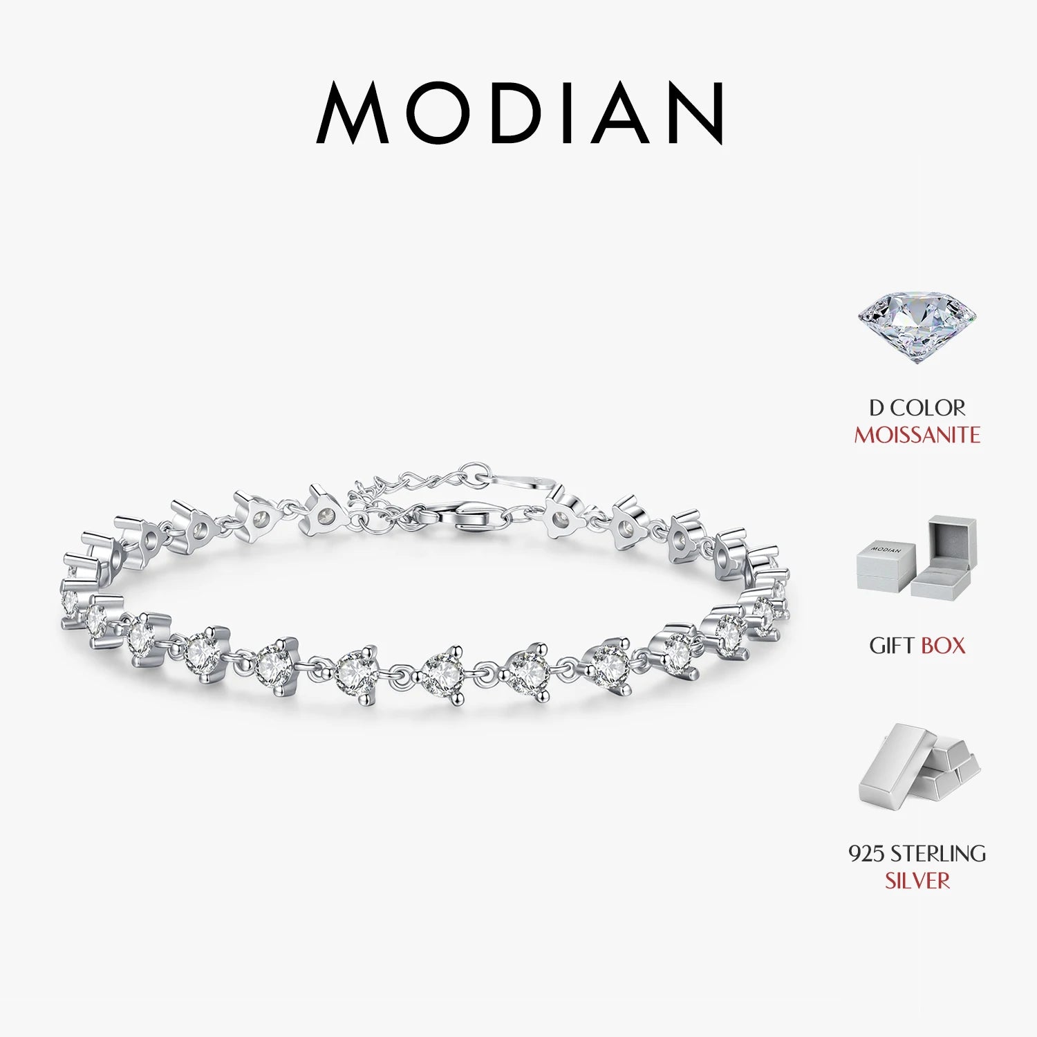 Vixonna Women's Moissanite Tennis Bracelet 925 Silver D Color VVS1 Round