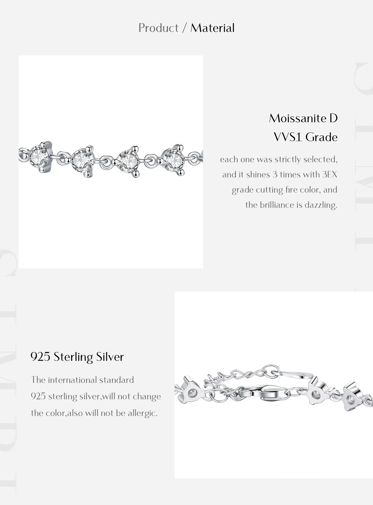 Vixonna Women's Moissanite Tennis Bracelet 925 Silver D Color VVS1 Round