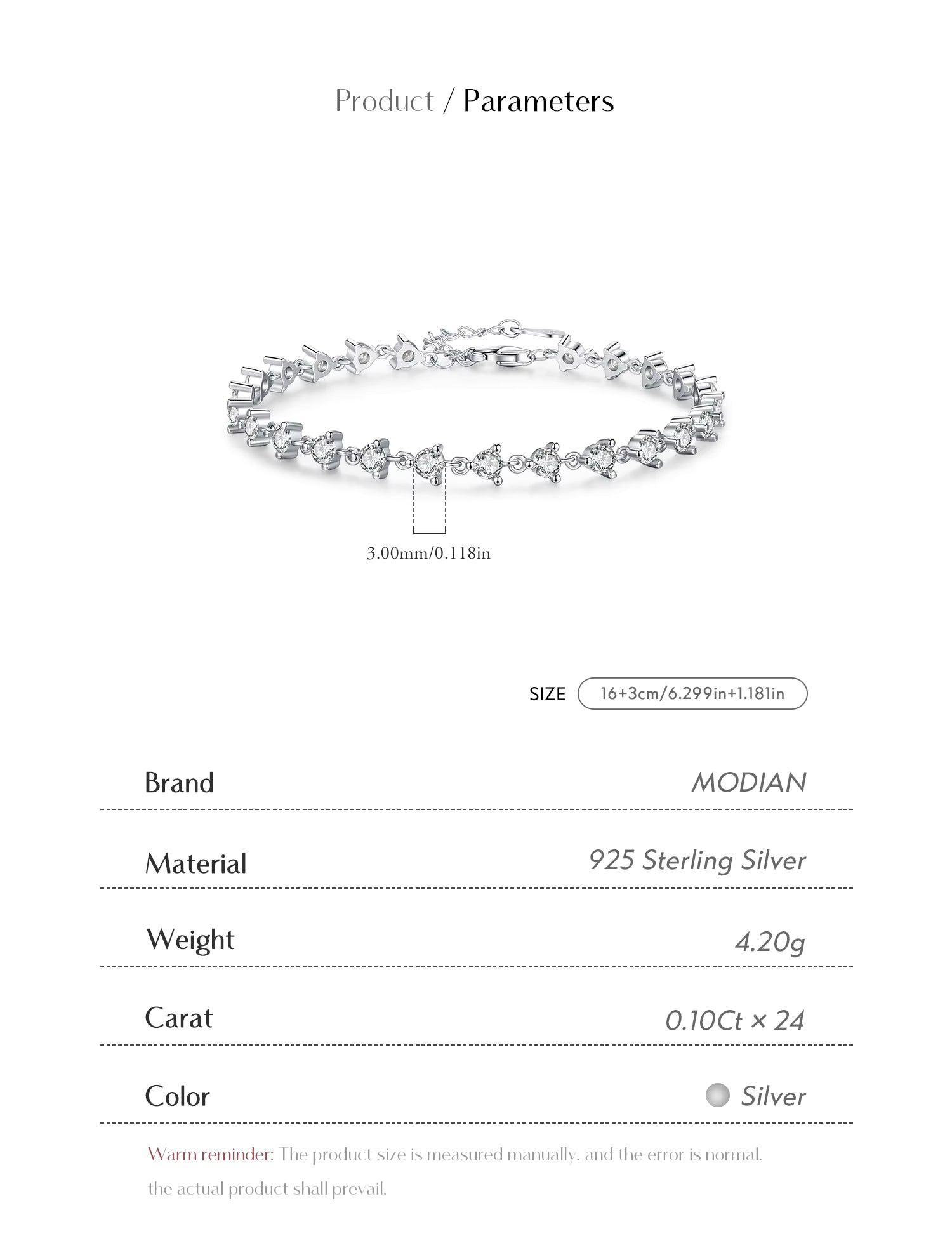Vixonna Women's Moissanite Tennis Bracelet 925 Silver D Color VVS1 Round
