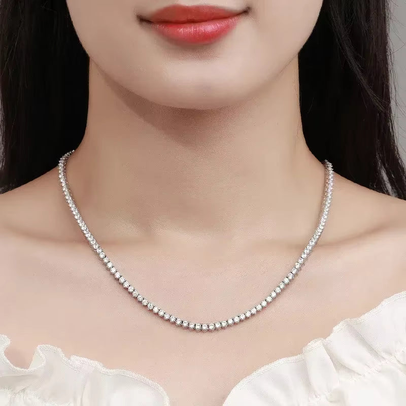 Vixonna Women's Moissanite Tennis Necklace 925 Silver D Color VVS1