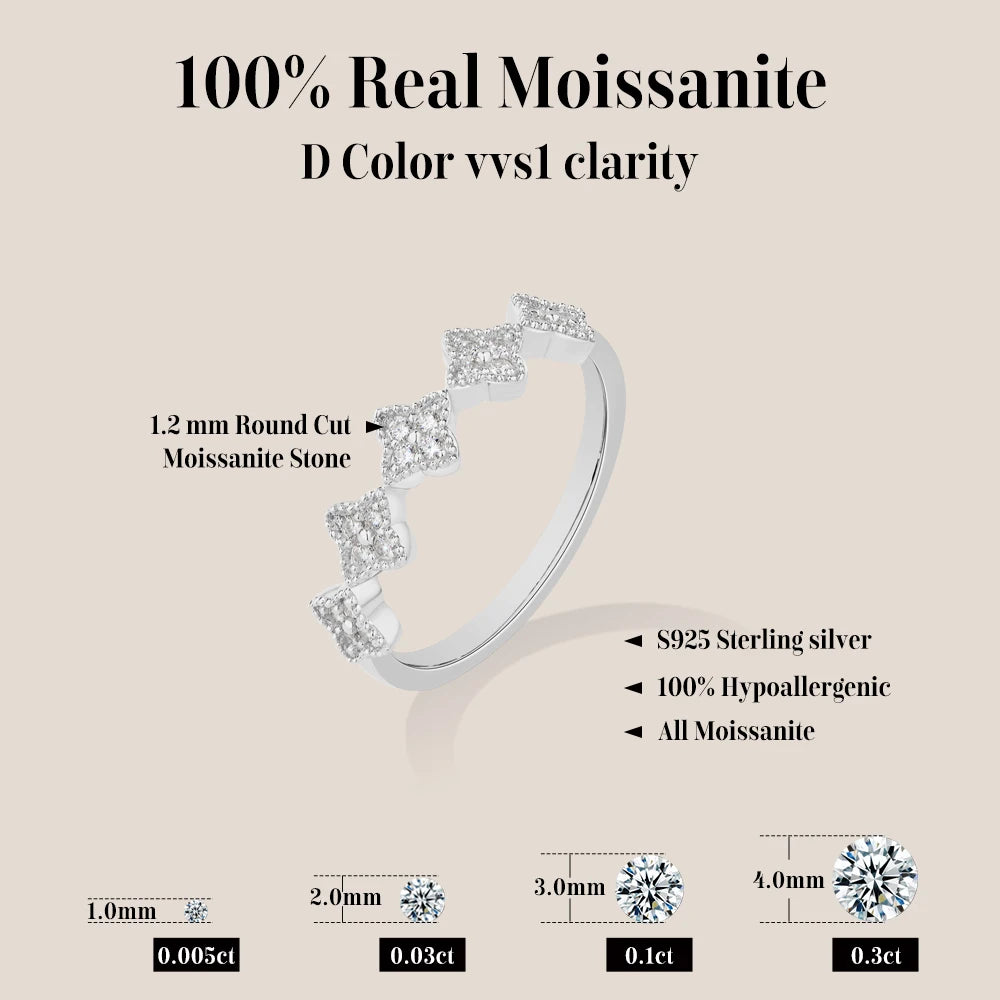 Vixonna Women's Moissanite Wedding Engagement Ring 925 Silver D Color VVS1