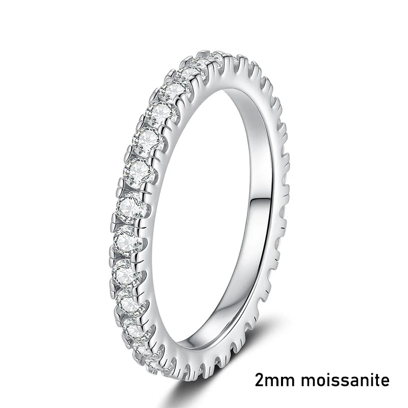 Vixonna Women's Moissanite Wedding Eternity Band Ring 925 Silver D Color
