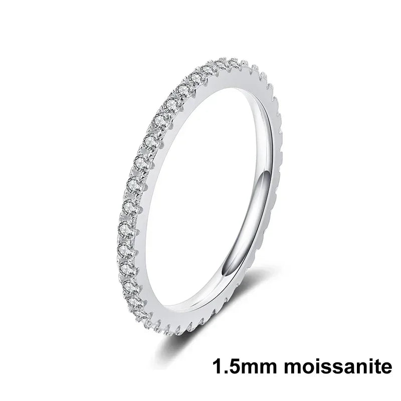 Vixonna Women's Moissanite Wedding Eternity Band Ring 925 Silver D Color