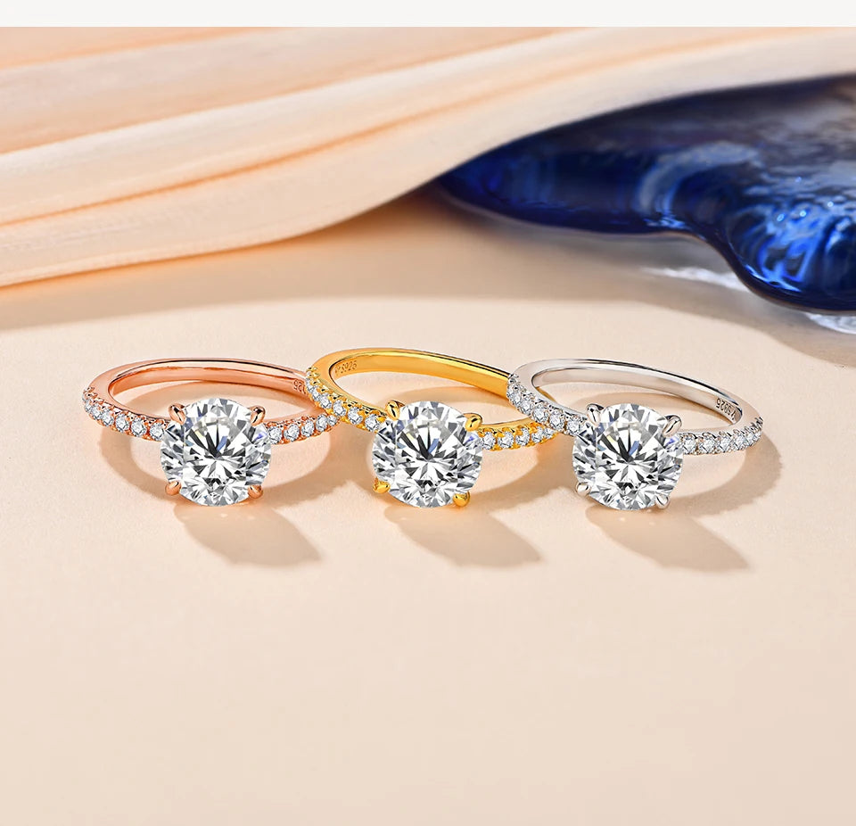 Vixonna Women's Moissanite Wedding Ring 3.0ct 925 Silver D Color