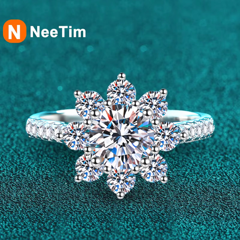 Vixonna Women's Moissanite Wedding Ring 925 Silver D Color VVS1