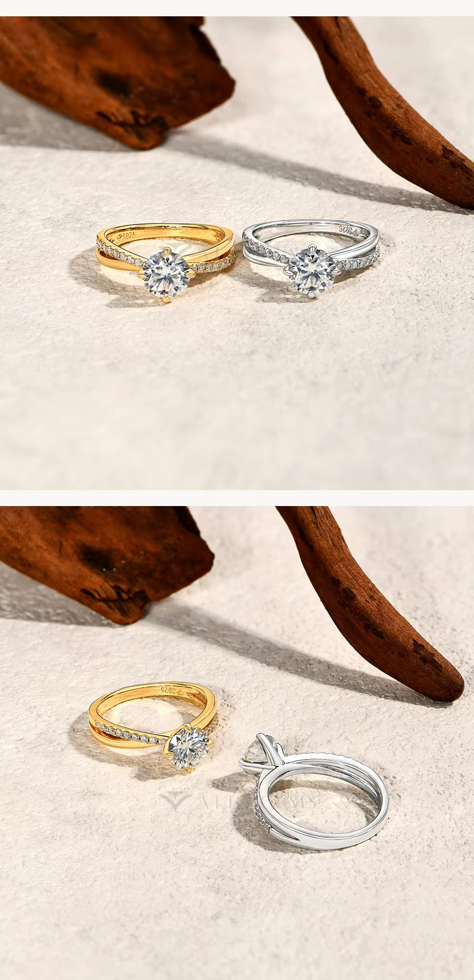 Vixonna Women's Moissanite Wedding Ring 925 Silver D Color VVS1 Four Claws