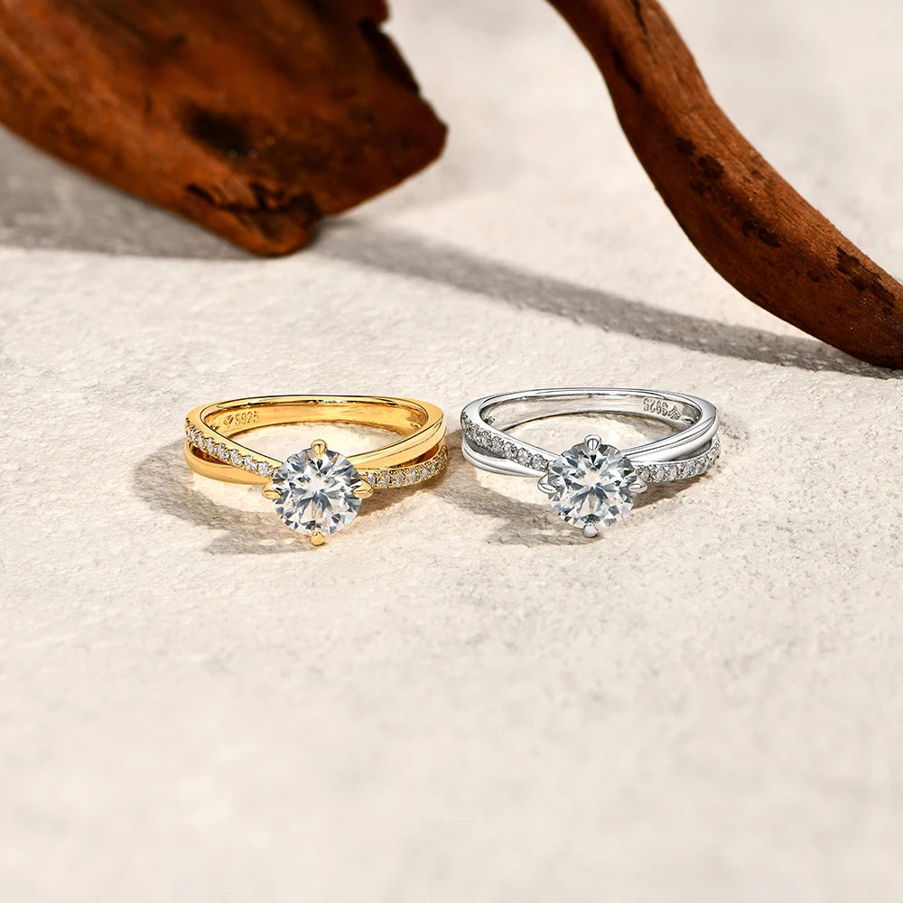 Vixonna Women's Moissanite Wedding Ring 925 Silver D Color VVS1 Four Claws