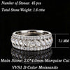 Vixonna Women's Moissanite Wedding Ring 925 Silver D Color VVS1 Marquise Round