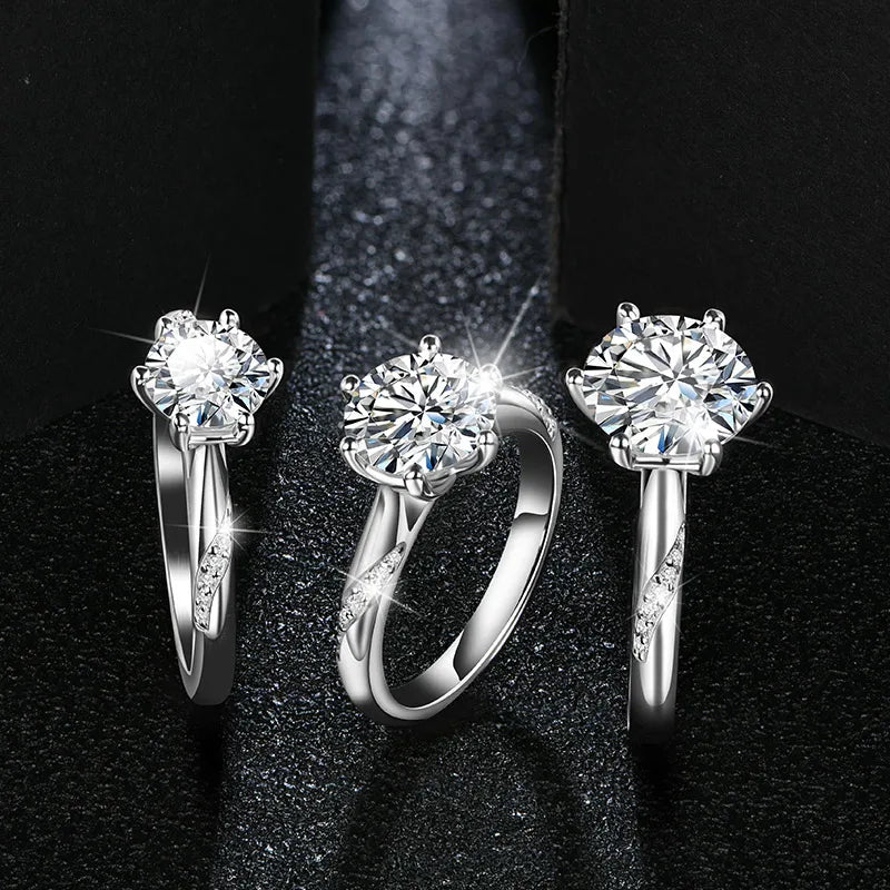 Vixonna Women's Moissanite Wedding Ring 925 Silver D Color VVS1 Round