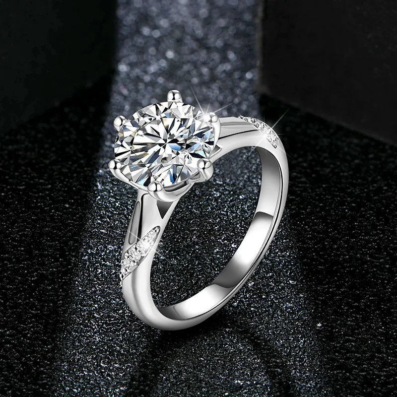 Vixonna Women's Moissanite Wedding Ring 925 Silver D Color VVS1 Round