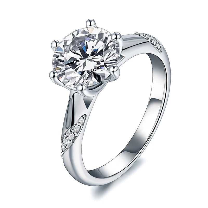 Vixonna Women's Moissanite Wedding Ring 925 Silver D Color VVS1 Round