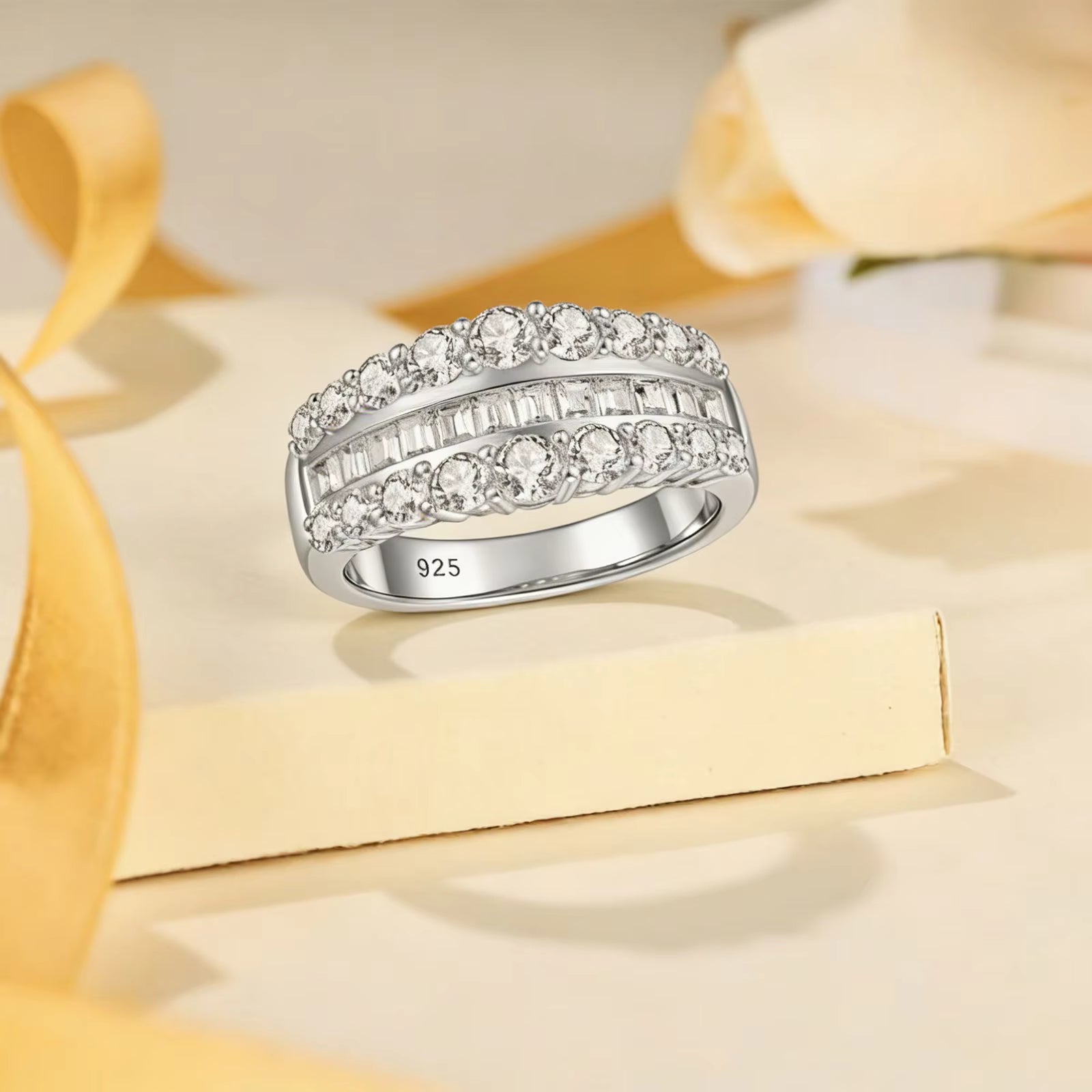 Vixonna Women's Moissanite Wedding Ring 925 Silver Round Cut