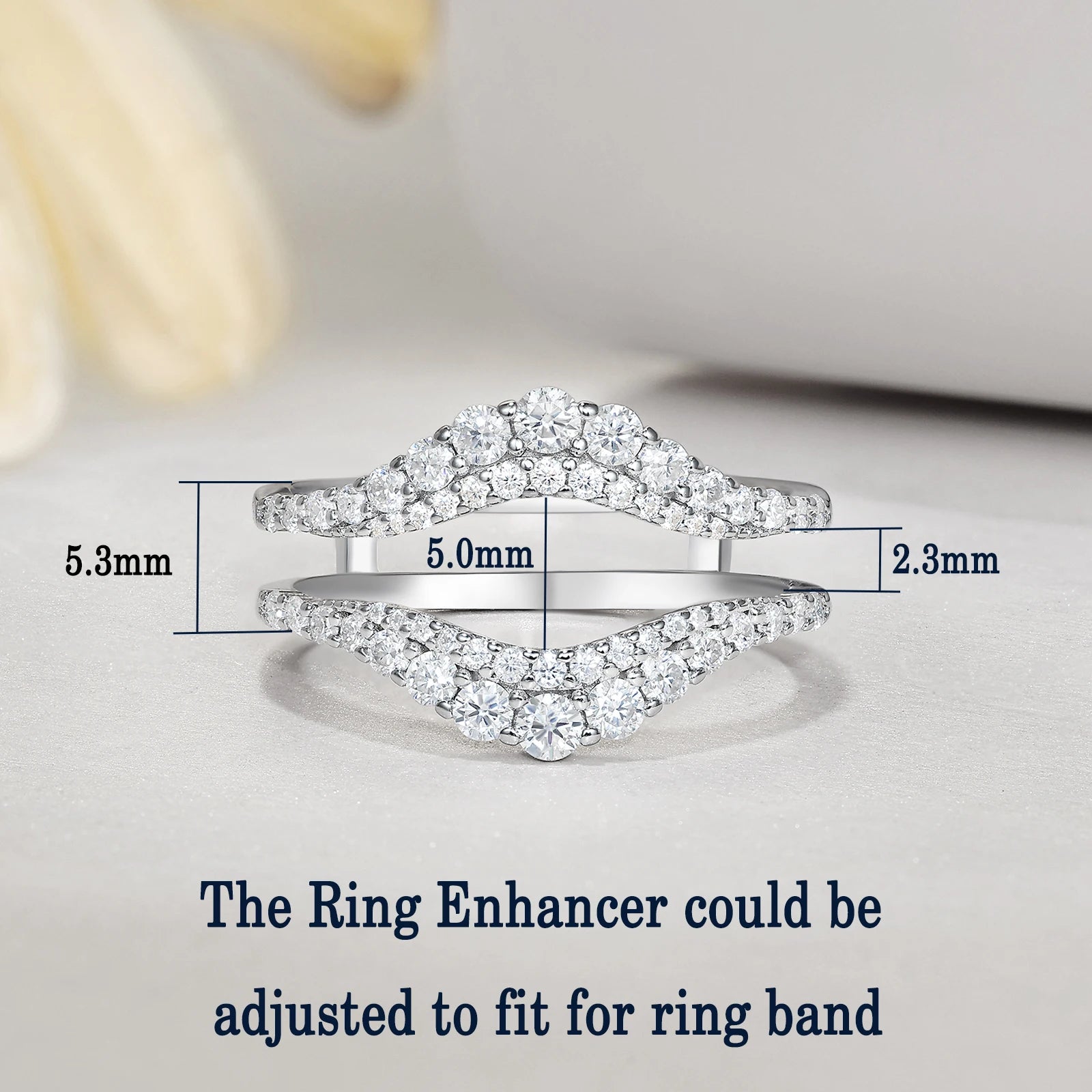 Vixonna Women's Moissanite Wedding Ring Enhancer Band 925 Silver D Color