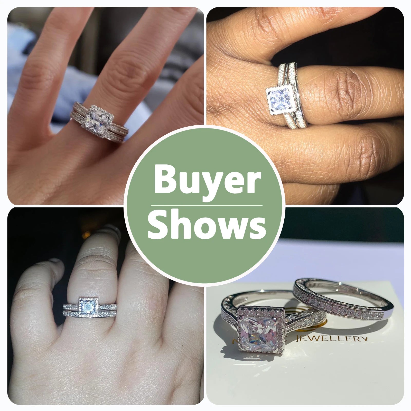 Vixonna Women's Moissanite Wedding Ring Set 925 Silver D Color VVS1 Princess