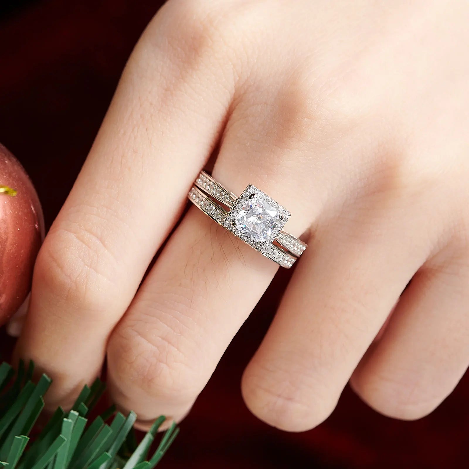 Vixonna Women's Moissanite Wedding Ring Set 925 Silver D Color VVS1 Princess