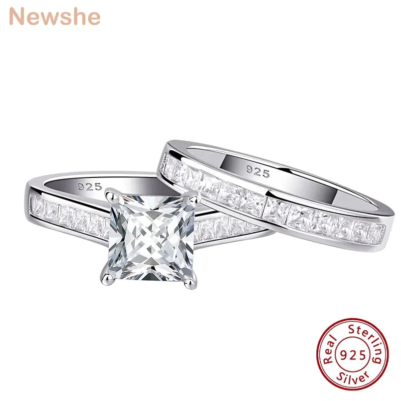 Vixonna Women's Moissanite Wedding Ring Set 925 Silver Princess Cut