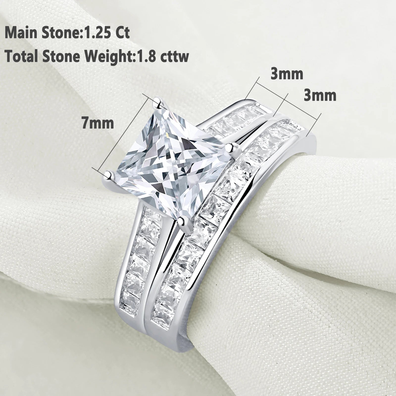 Vixonna Women's Moissanite Wedding Ring Set 925 Silver Princess Cut