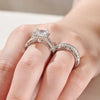 Vixonna Women's Moissanite Wedding Ring Set D Color VVS1 Princess Cut