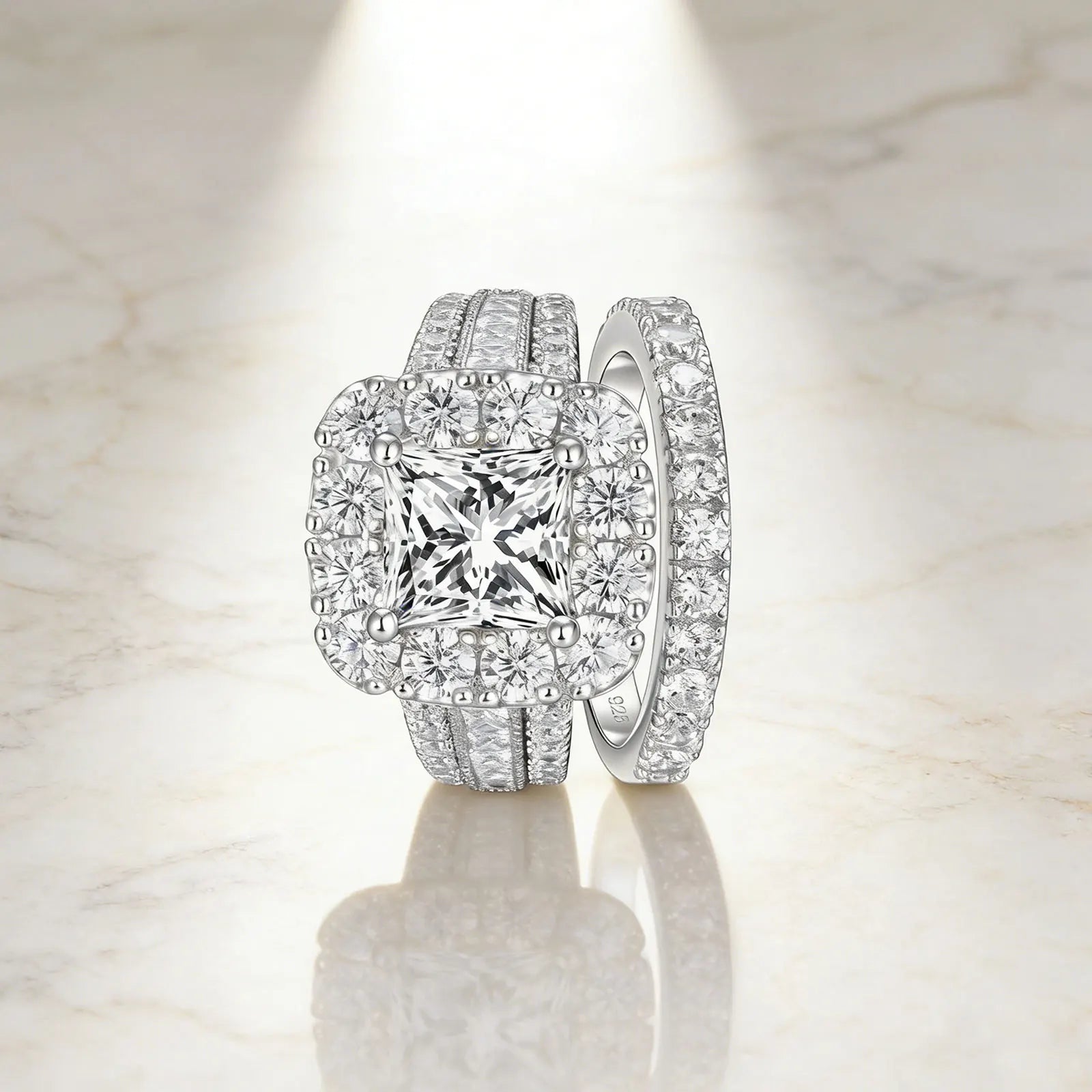 Vixonna Women's Moissanite Wedding Ring Set D Color VVS1 Princess Cut