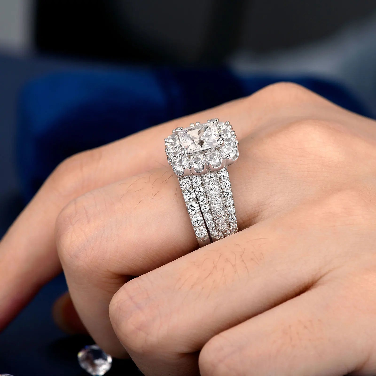 Vixonna Women's Moissanite Wedding Ring Set D Color VVS1 Princess Cut