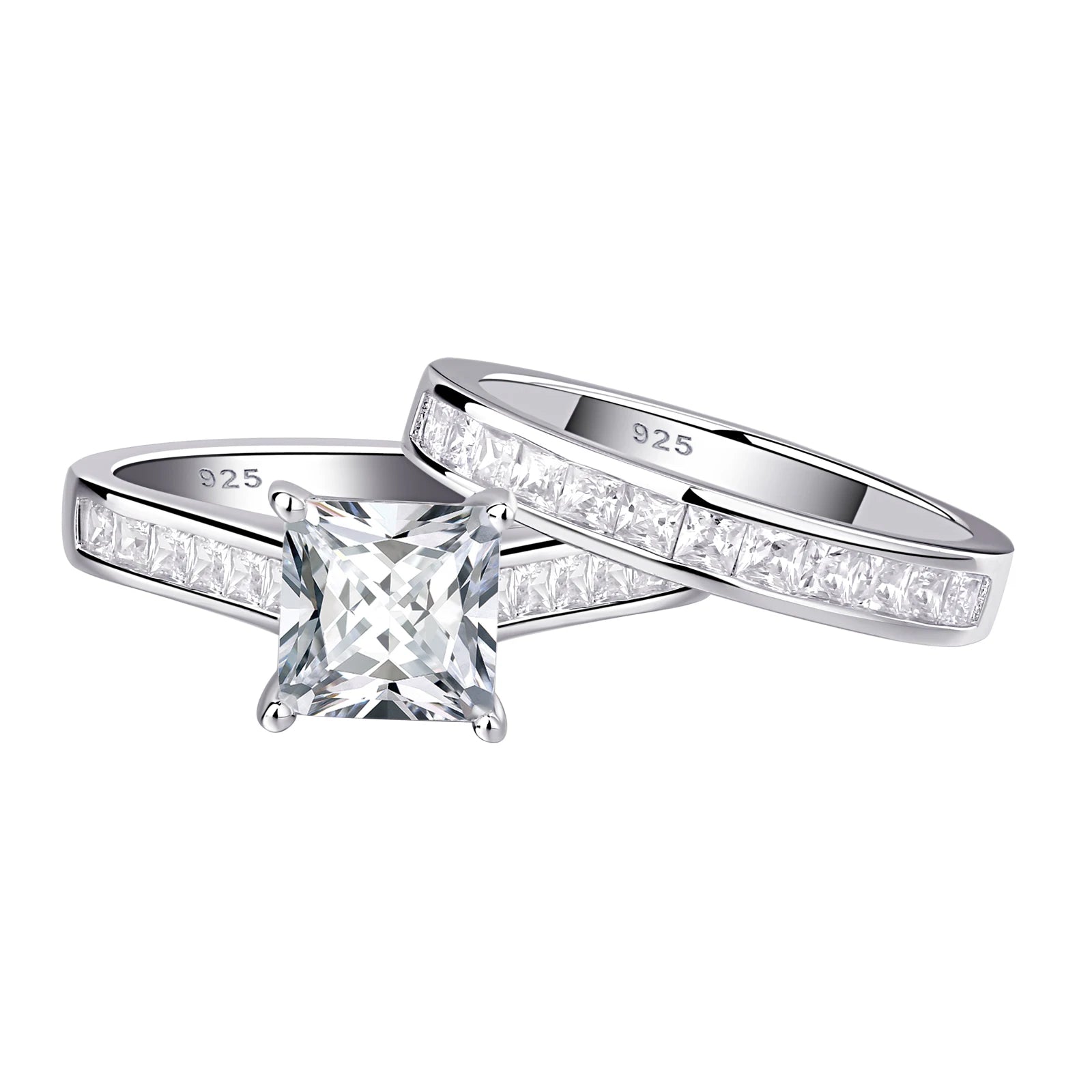 Vixonna Women's Moissanite Wedding Ring Set D Color VVS1 Princess Cut