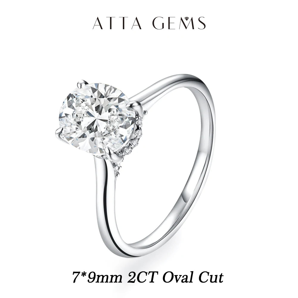 Vixonna Women's Oval Cut Moissanite Engagement Ring 925 Silver D Color VVS1