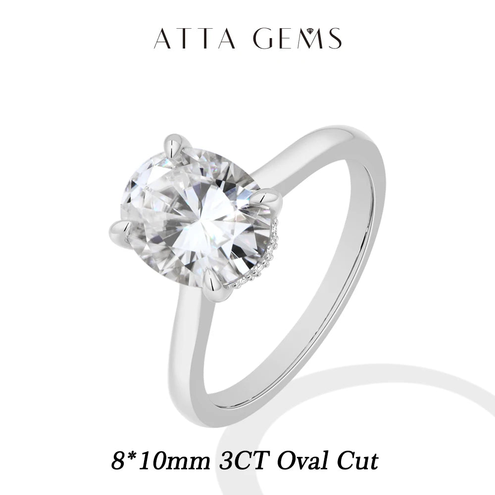 Vixonna Women's Oval Cut Moissanite Engagement Ring 925 Silver D Color VVS1