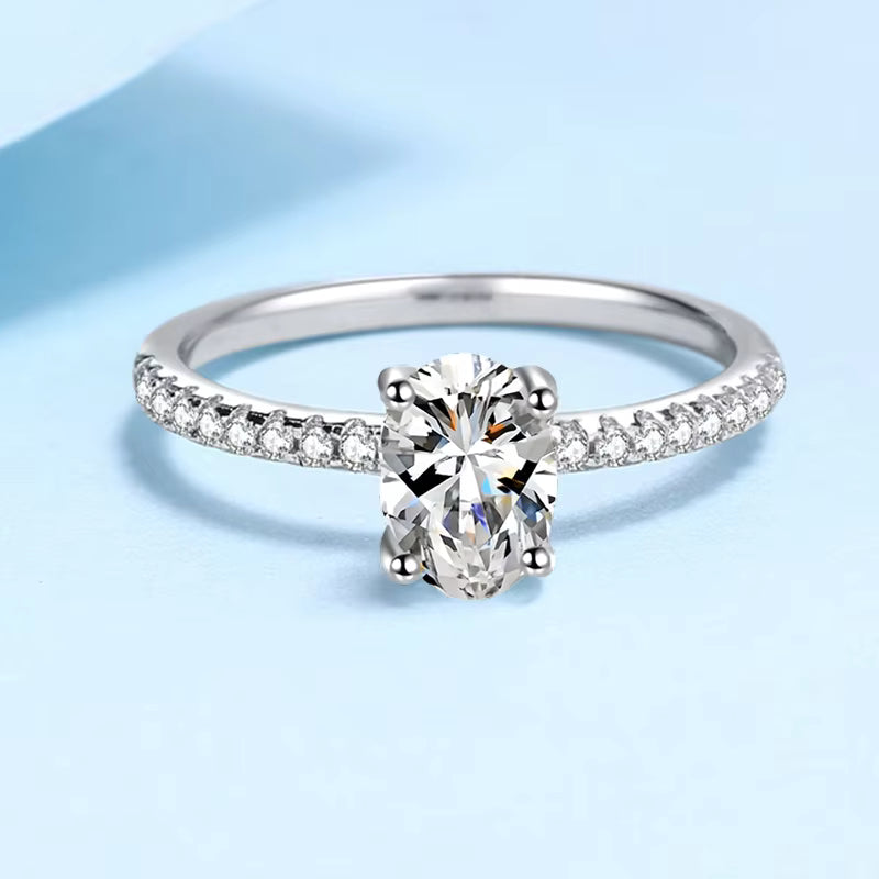 Vixonna Women's Oval Cut Moissanite Ring 925 Silver D Color VVS1