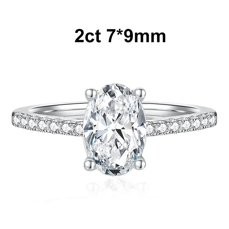 Vixonna Women's Oval Cut Moissanite Ring 925 Silver D Color VVS1
