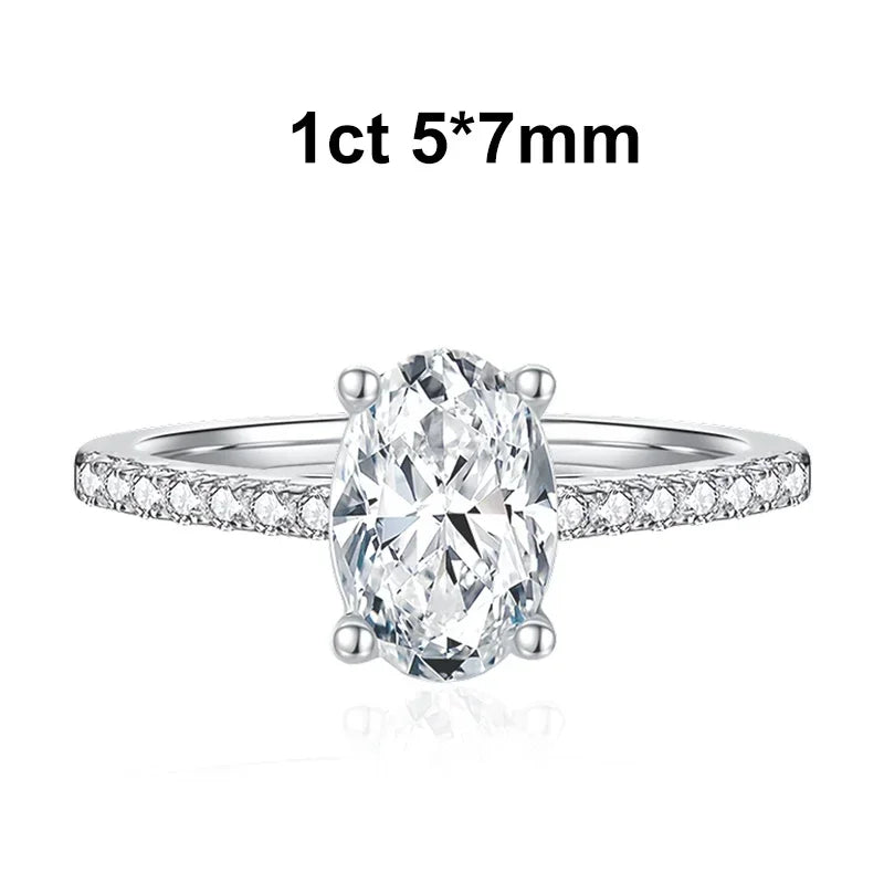 Vixonna Women's Oval Cut Moissanite Ring 925 Silver D Color VVS1