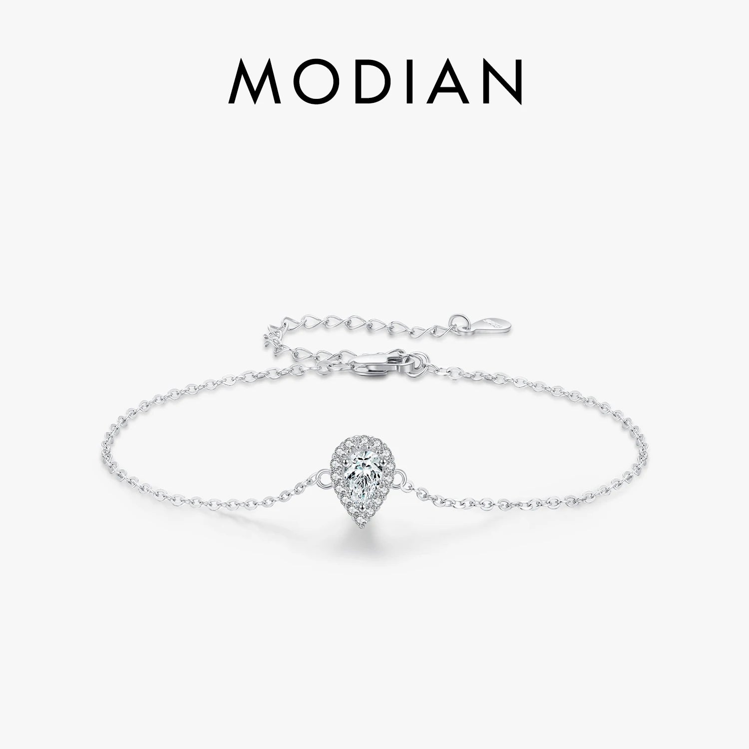 Vixonna Women's Pear Cut CZ Link Chain Bracelet 925 Silver