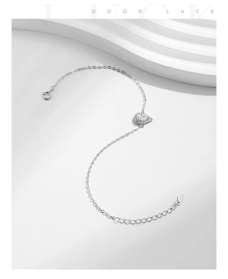 Vixonna Women's Pear Cut CZ Link Chain Bracelet 925 Silver